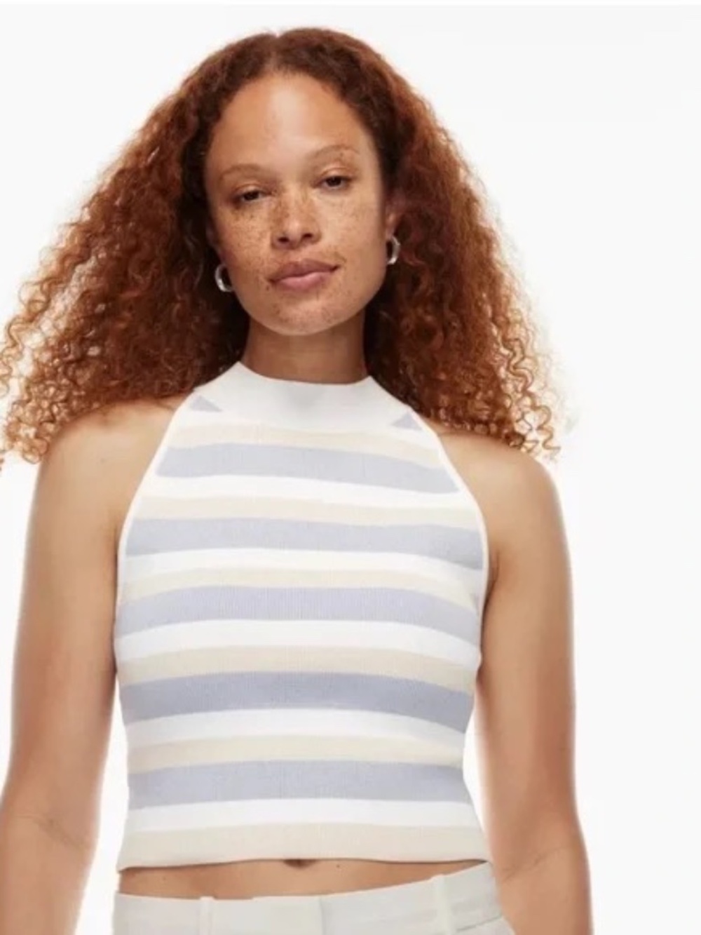 Aritzia Babaton Striped Nautical Costal Sculpt Knit Top Woman's Size M